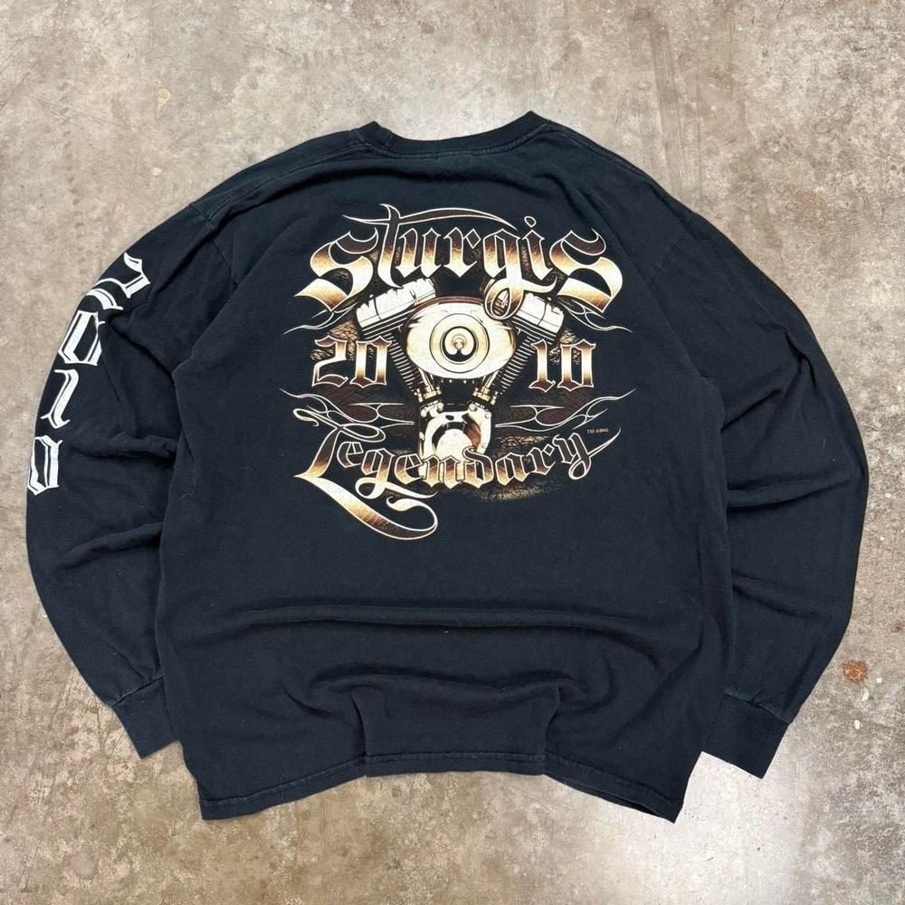 Y2K 2010 Sturgis Black Long Sleeve Shirt Size L
